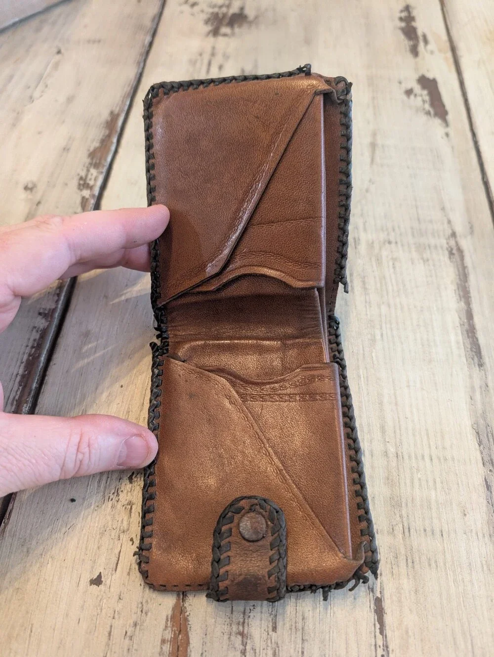 Vtg. Hand Tooled Leather Wallet